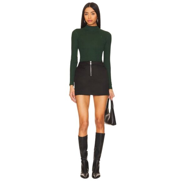 ALLSAINTS Rina Long Sleeve Roll Neck Tee in Sycamore Green Small New Womens Top - Picture 4 of 16
